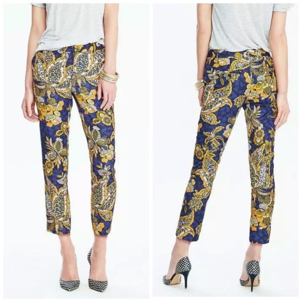NWT Banana RepublicAvery Blue/Yellow Floral Pants